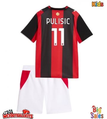 AC Milan Christian Pulisic #11 Replica Home Stadium Kit for Kids 2026-27 Short Sleeve (+ pants)